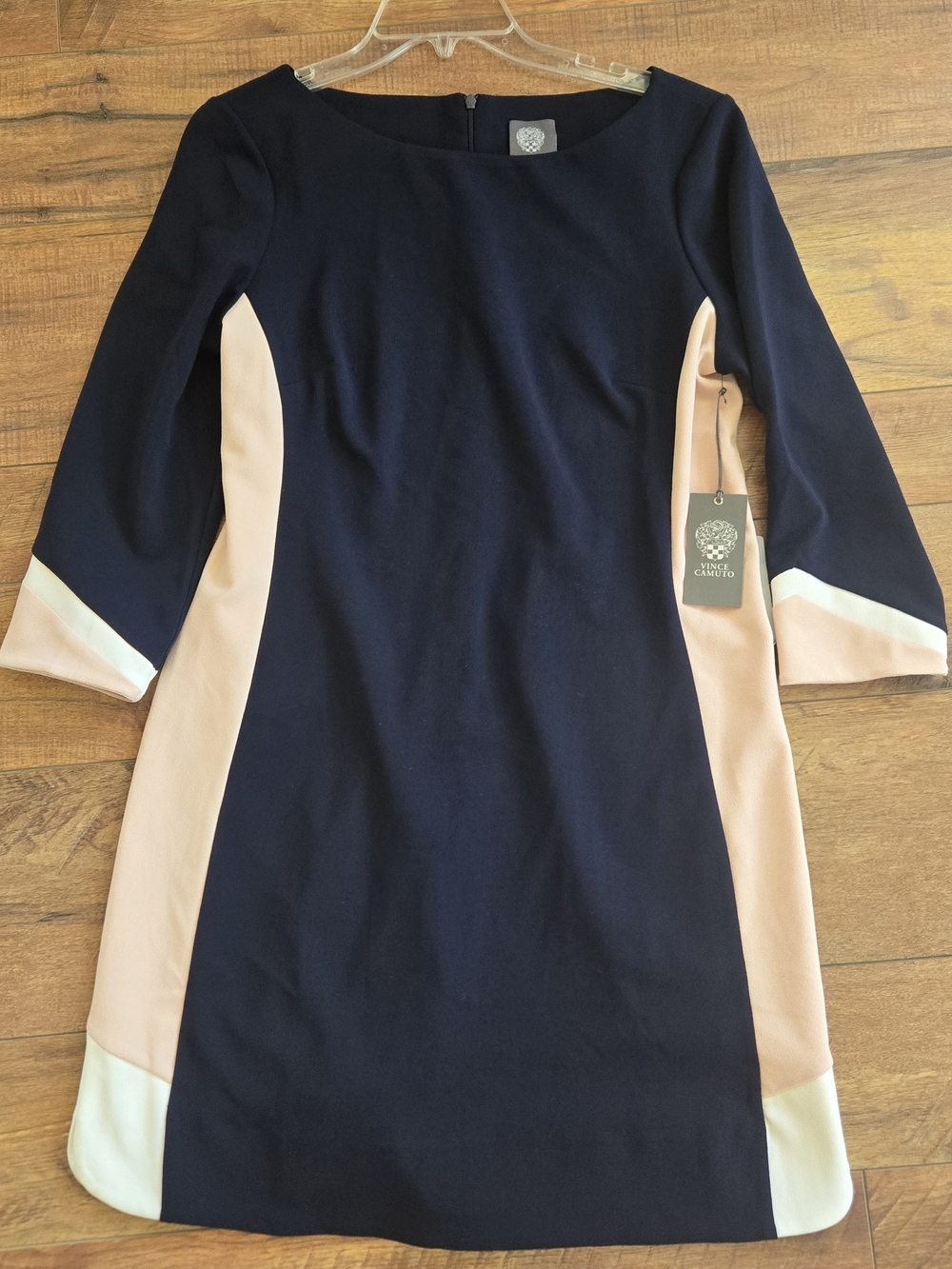 Vince Camuto Navy Dress with Blush and White Accents NWT